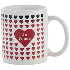 Mug thermoréactif coeur noir et rouge en grès x2