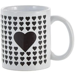 Mug thermoréactif coeur noir et rouge en grès x2
