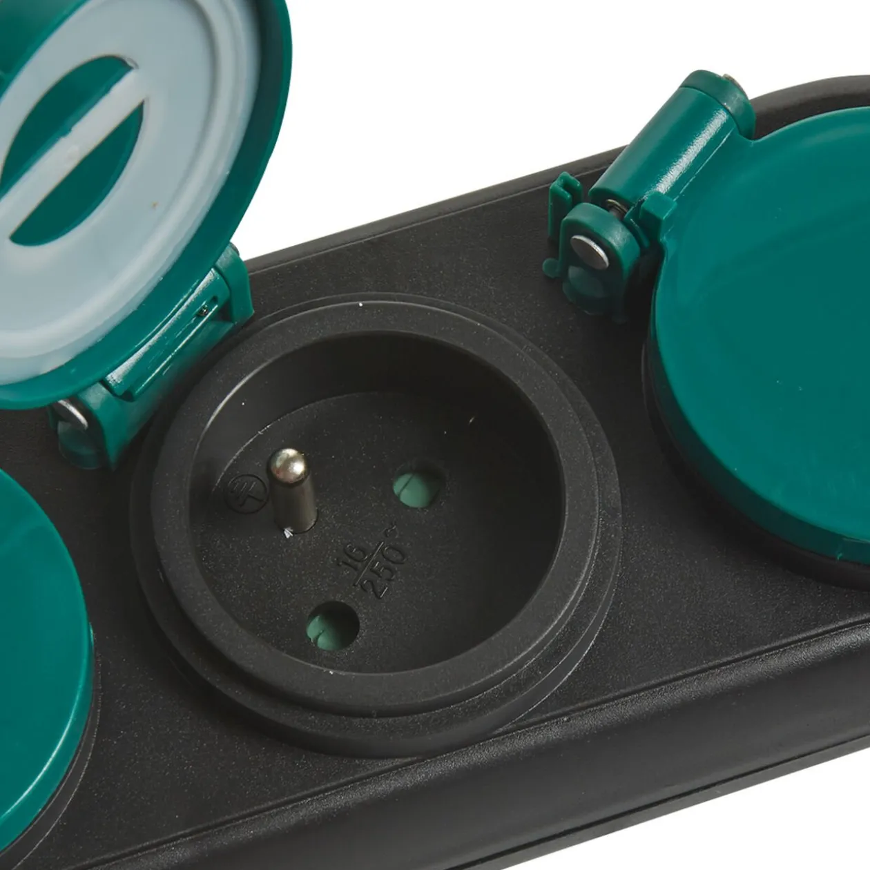 Multiprise étanche 4 prises noir et vert