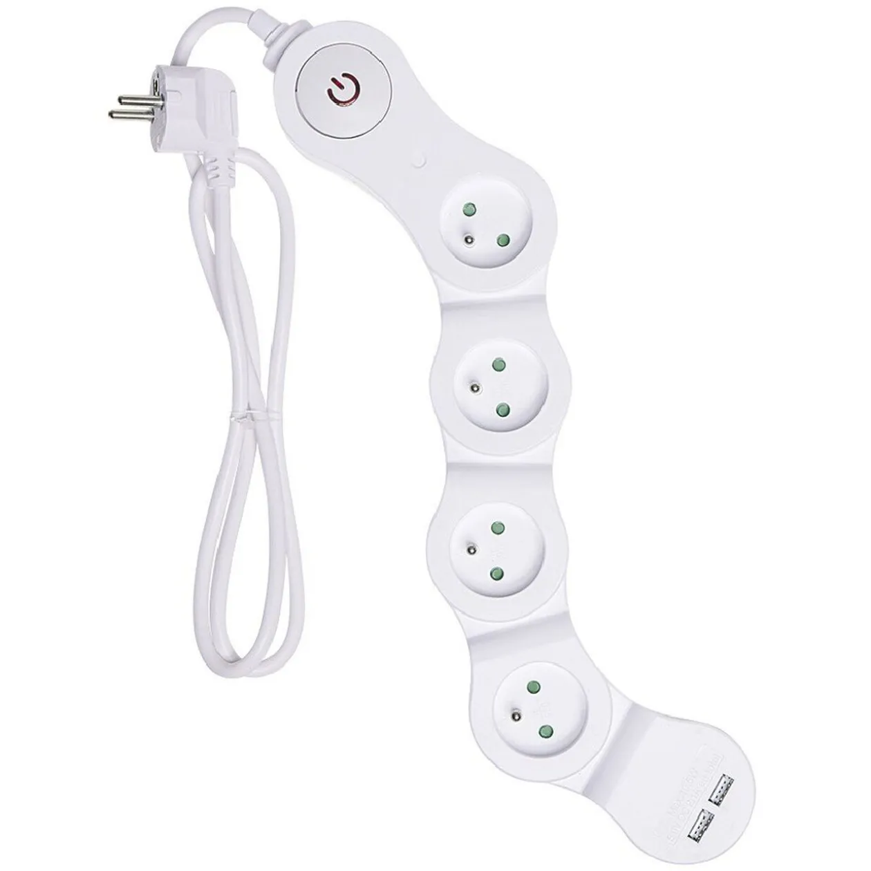 Multiprise 4x16A et 2 usb blanc