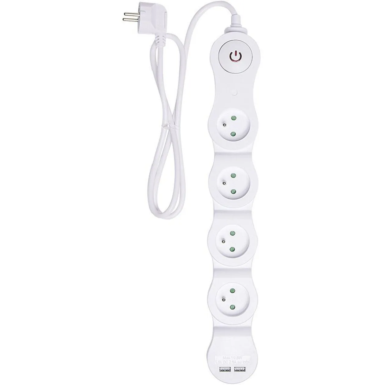 Multiprise 4x16A et 2 usb blanc