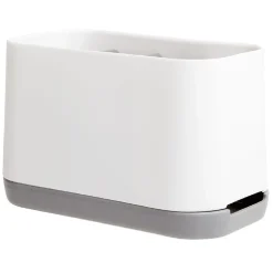 Organisateur salle de bain avec compartiment amovible gris et blanc