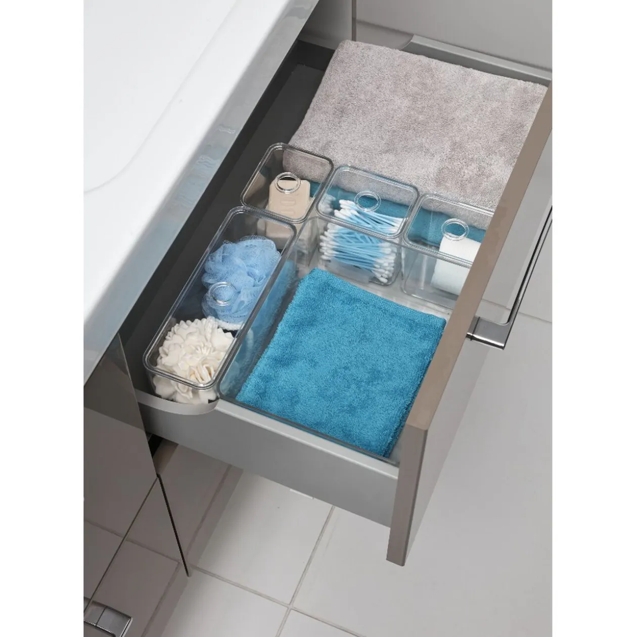 Organisateur tiroir salle de bain transparent x5