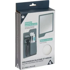 Organiseur pour salle de bain en silicone avec miroir