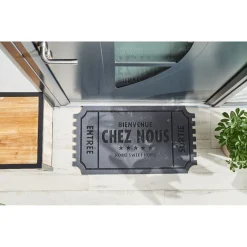 Paillasson bienvenue chez nous gris et noir
