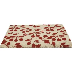 Paillasson coco imprimé fleurs rouges