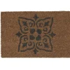 Paillasson coco imprimé fleur noire