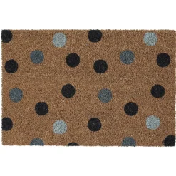 Paillasson coco imprimé pois bleu