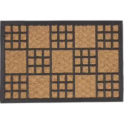 Paillasson coco rectangulaire motif quadrillage