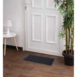 Paillasson rectangulaire antidérapant avec bord PVC gris et noir