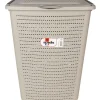 Panier à linge avec poignées et couvercle design rotin taupe 50 L