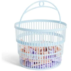 Panier avec 50 pinces à linge bleu - Ø20xH.17cm