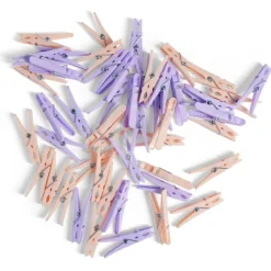 Panier avec 50 pinces à linge bleu - Ø20xH.17cm