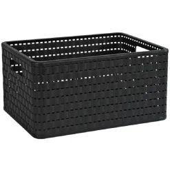 Panier avec poignées design rotin noir 18 L