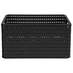 Panier avec poignées design rotin noir 18 L