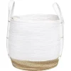 Panier déco Bora Bora naturel et blanc modèle moyen
