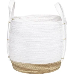 Panier déco Bora Bora naturel et blanc modèle moyen
