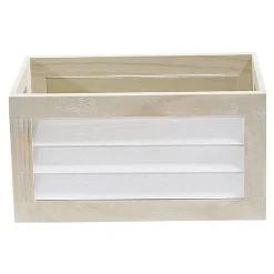 Panier déco caisse en bois naturel et blanc modèle moyen