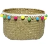 Panier déco tressé avec pompons Ø 20 cm
