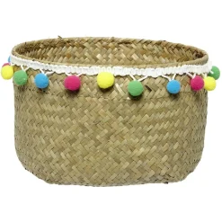 Panier déco tressé avec pompons Ø 20 cm