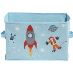 Panier de rangement bleu design fusée pour enfant