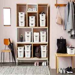 Panier de rangement en plastique blanc ajouré 10 L