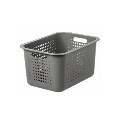 Panier de rangement en plastique noir ajouré 13 L