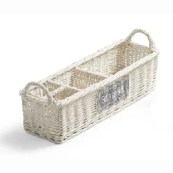 Panier en osier blanc compartimenté