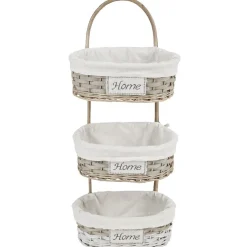 Panier mural 3 niveaux bois tressé naturel