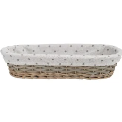 Panier ovale osier tressé gris naturel H. 9 cm