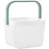 Panier plastique avec anse blanc et vert - L24 x l24 x H18 cm