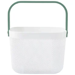 Panier plastique avec anse blanc et vert - L24 x l24 x H18 cm