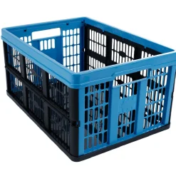 Panier pliable en plastique bleu et noir 45L