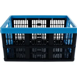 Panier pliable en plastique bleu et noir 45L