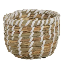 Panier rond imitation bois tressé beige x2