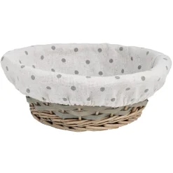 Panier rond osier tressé gris naturel