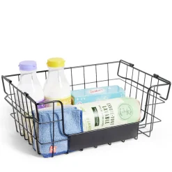 Panier superposable taille S métal noir 34,5x24x14cm