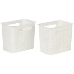 Paniers à linge blancs design perforé 7 L x2