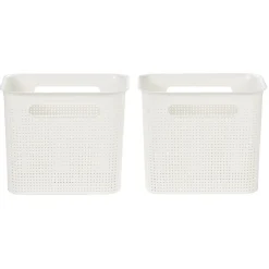 Paniers à linge blancs design perforé 7 L x2