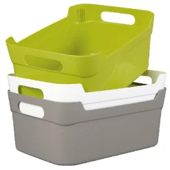 Panière à anses empilable en plastique