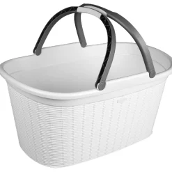 Panière à linge 35 L blanche effet osier