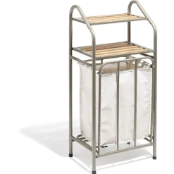 Panière à linge avec étagères bambou naturel