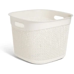 Panière à linge carrée 36L 41,5xH32x41,5cm plastique blanc