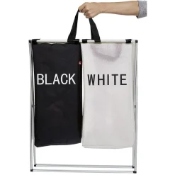 Panière à linge de tri blanc noir