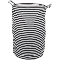 Panière à linge 75L blanc rayé noir Ø40xH60cm