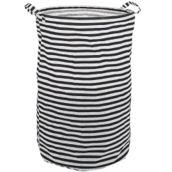 Panière à linge 75L blanc rayé noir Ø40xH60cm