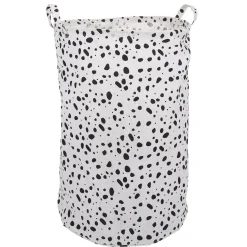 Panière à linge 75L blanc tacheté noir Ø40xH60cm
