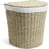 Panière à linge 43L 36xH40x30cm jonc de mer beige