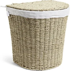 Panière à linge 43L 36xH40x30cm jonc de mer beige