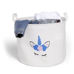 Panière à linge licorne en toile Ø30xH25cm